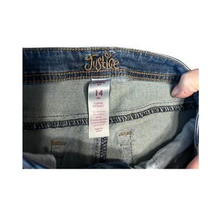 Justice Super Skinny Jeans Size 14 Blue Denim Distressed Knee Girls Women